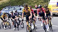 Tým Jumbo-Visma na ele hlavní skupiny bhem 13. etapy panlské Vuelty.