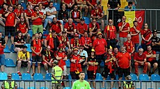 Fanouci Belgie bhem kvalifikaního utkání na Euro proti Ázerbájdánu.