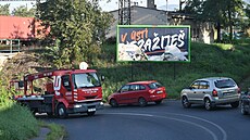 Provokativní billboard hokejových Litomic v Ústí nad Labem byl pokozen.