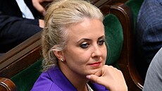 Ministryně zdravotnictví Katarzyną Sójką při zasedání parlamentu (16. srpna...