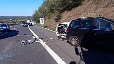T�i nabouraná vozidla na 30. kilometru D4 sm�r na Prahu (7. zá�í 2023)