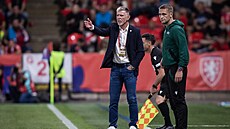 Trenér eské reprezentace Jaroslav ilhavý rozdává instrukce svým svencm...