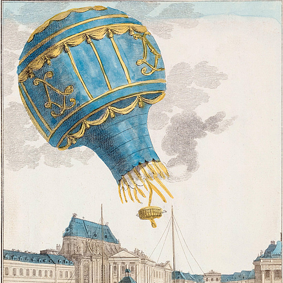 Horkovzduný balon se zvíaty u zámku Versailles