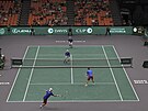 Jakub Meník a Adam Pavlásek (dole) hrají tyhru na Davis Cupu proti korejské...