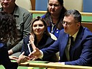 Ukrajinská první dáma Olena Zelenská a ukrajinský ministr zahranií Dmytro...