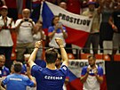 Jakub Meník slaví vítzství ve skupin finálového turnaje Davis Cupu ve...