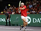 Alejandro Davidovich Fokina v zápase skupiny finálového turnaje Davis Cupu ve...