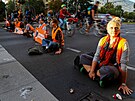 Aktivisté Poslední generace blokují berlínskou dopravu. (18. záí 2023)