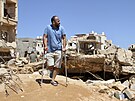 kody zpsobené rozsáhlými záplavami v libyjském mst Darná (13. záí 2023)