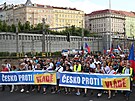 Úastníci demonstrace esko proti vlád se z Václavského námstí odebrali na...