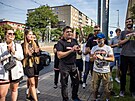 Protest ped sídlem Zásilkovny na praské Balabence (12. záí 2023)