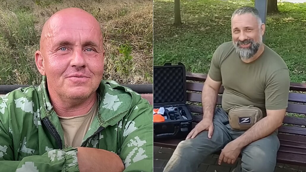 etí bojovníci v adách ruských separatist Begemot (vlevo) a Kavkaz.