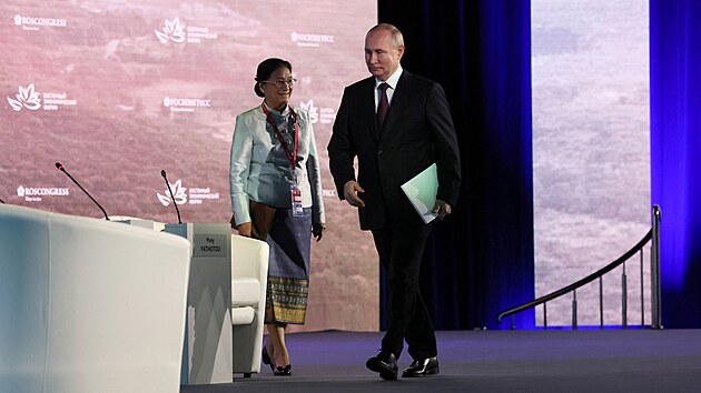 Rusk prezident Vladimir Putin na ekonomickm na fru ve Vladivostoku (12. z 2023)