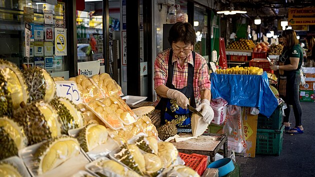 Prodej durianu v Thajsku (15. prosince 2022)