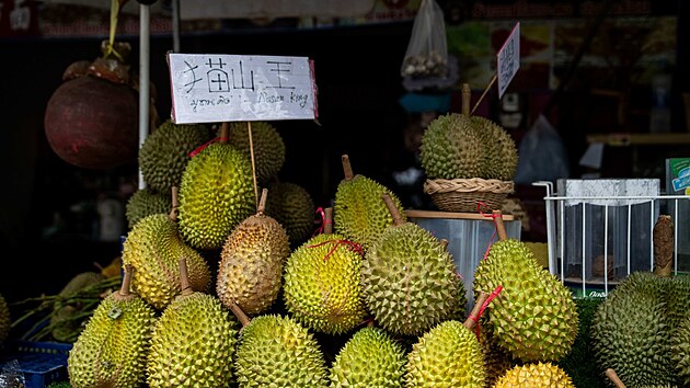 Prodej durianu v Thajsku (13. srpna 2022)