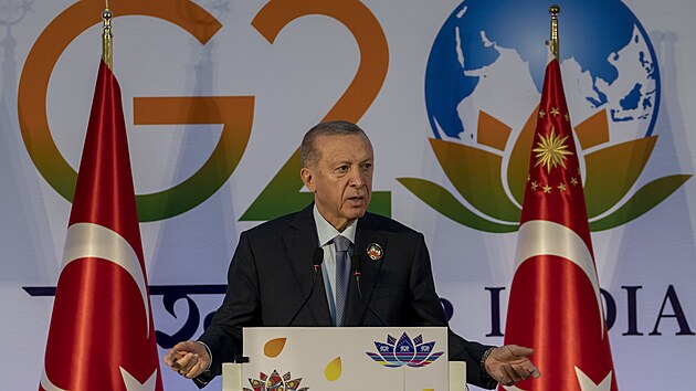 Tureck prezident Recep Tayyip Erdogan na summitu G20 v Indii (10. z 2023)