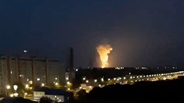 Exploze v Jevpatorii, kde Ukrajina zniila rusk systm protivzdun obrany. (14. z 2023)