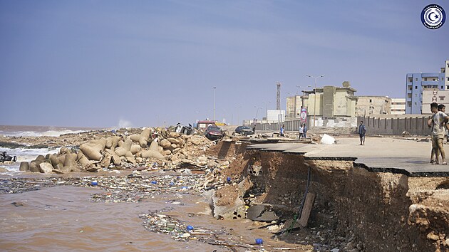 Nsledky povodn ve mst Derna v Libyi (11. z 2023)