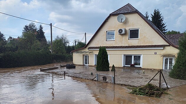 Moravskou Tebovou se pehnaly siln bouky. Zaplavily  dm, ulice a sklepy. (13. z 2023)