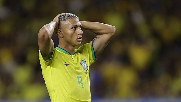 Brazilský útoník Richarlison bhem kvalifikaního zápasu mistrovství Svta...