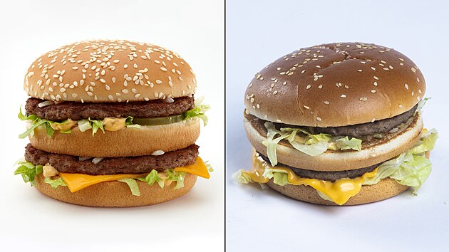Vlevo Big Mac za 105 korun. Housce chyb vce sezamovch semnek, jinak...