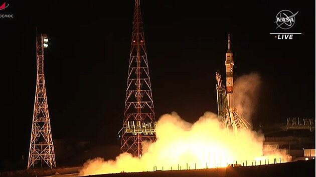Start rakety Sojuz 2.1a s lod Sojuz MS-24