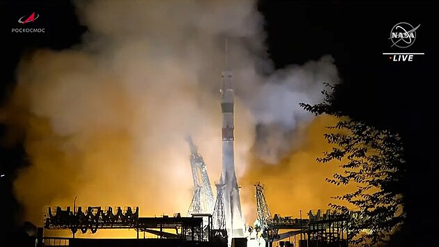 Start rakety Sojuz 2.1a s lod Sojuz MS-24