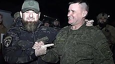 Generál Andrej Mordviev s eenským vdcem Ramzanem Kadyrovem (24. ervence...