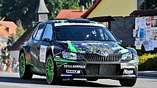 Ale Jirásek, Petr Mach a jejich koda Fabia R5 na Rallye Paejov.