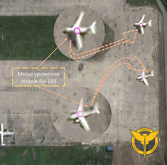 Ukrajinská vojenská rozvdka ukázala satelitní snímky letit kalovskij, kde...