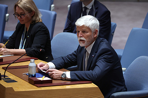 Petr Pavel pi projevu v Rad bezpenosti OSN (20. záí 2023)