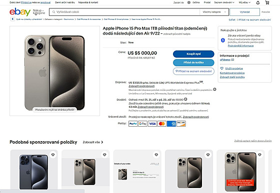 Překupníci nabízejí na eBayi nové iPhony za výrazně vyšší ceny.