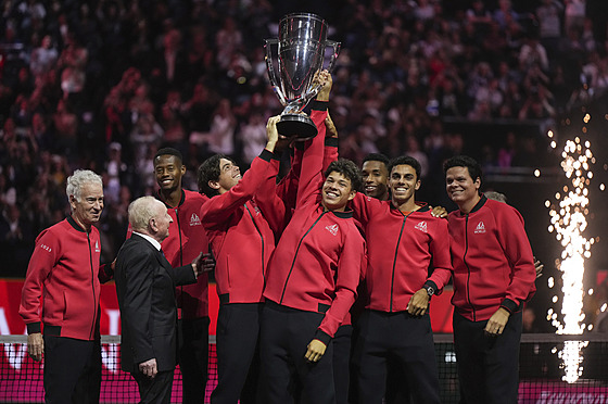 Tenisté Výbru svta se radují z triumfu v Laver Cupu