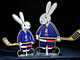 Králíci Bob a Bobek, maskoti domácího hokejového mistrovství světa v roce 2024.