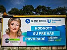 Pedvolební billboard slovenského hnutí Obyejní lidé a nezávislé osobnosti...