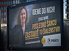 Pedvolební billboard slovenské strany Piráti (21. záí 2023)
