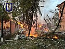 Následky výbuchu ve tvrti Darnycja v Kyjev (21. záí 2023)