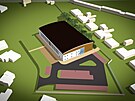 Jirkovsk� sportovn� hala m� st�t na prostranstv� u 3. z�kladn� �koly v Nerudov�...