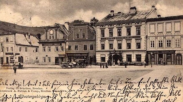 Historick pohlednice hotelu Kretschmar v Jesenku. Dnes nese jmno Slovan.