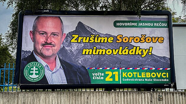 Pedvolebn billboard slovensk Lidov strany Nae Slovensko (9. srpna 2023)