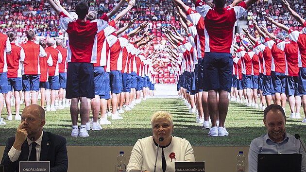 Tiskov� konference �esk� obce sokolsk� (�OS) k XVII. v�esokolsk�mu sletu 2024 (21. z��� 2023)