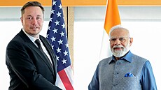 Elon Musk a indický premiér Naréndra Módí (20. června 2023)