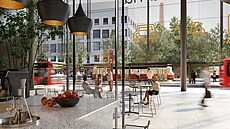 Vizualizace p�echodu z odbavovací haly sm�rem k ulici Nádra�ní