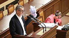 Andrej Babiš (ANO) na schůzi Poslanecké sněmovny při projednávání...