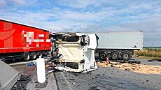 St�et dvou kamion� zav�el na Táborsku dálnici D3.