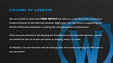 Chris Metzen se vrací do Blizzardu