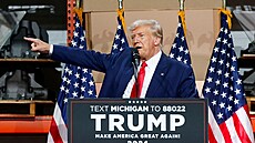 Bývalý americký prezident Donald Trump na stávce zam�stnanc� detroitských...