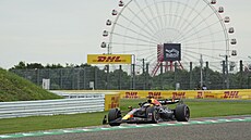 Max Verstappen z Red Bullu v tréninku na Velkou cenu Japonska F1.