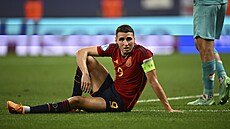 Zdrcený kapitán panlského výbru do 21 let Abel Ruiz, který v nastavení...