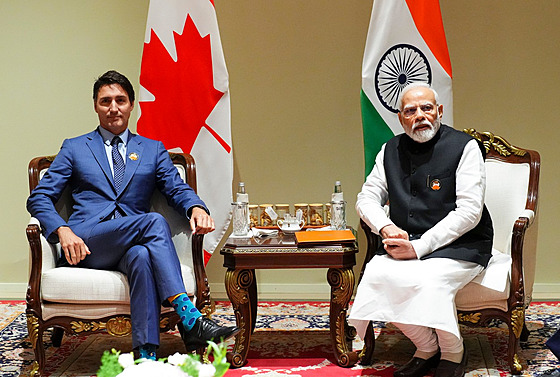 Kanadský premiér Justin Trudeau spolu s indickým protějškem Nárendrou Módím...